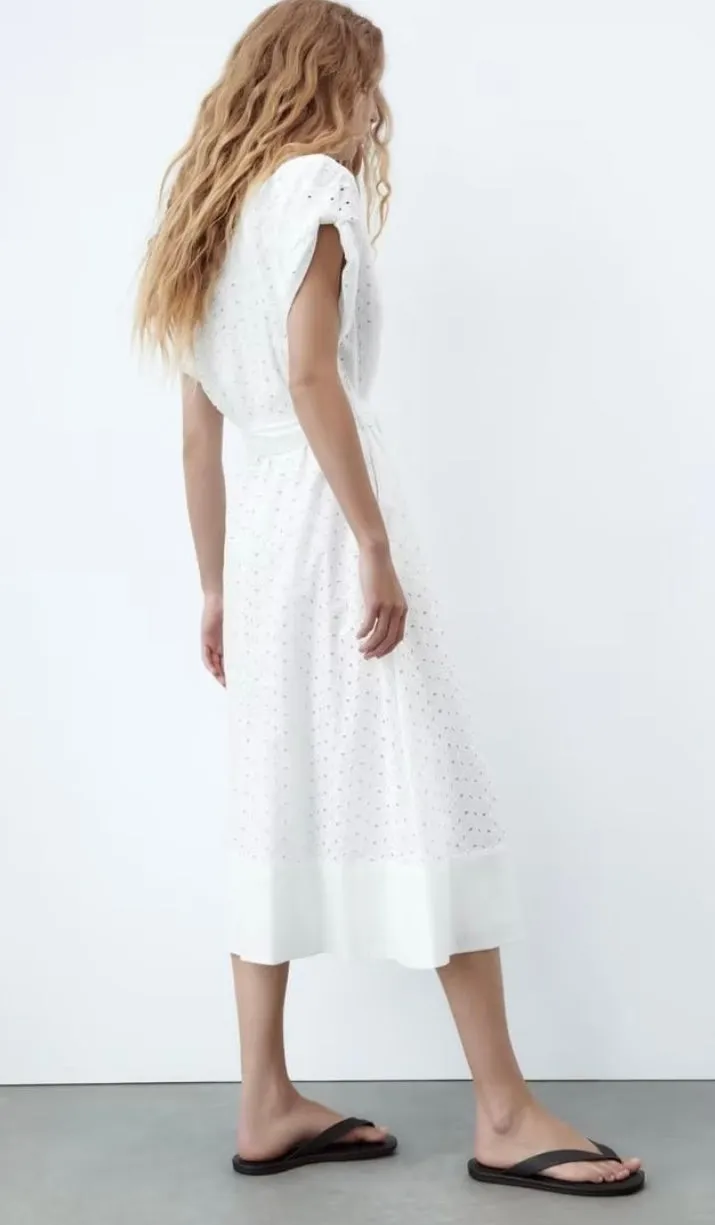 Riviera Cotton Eyelet Midi Dress