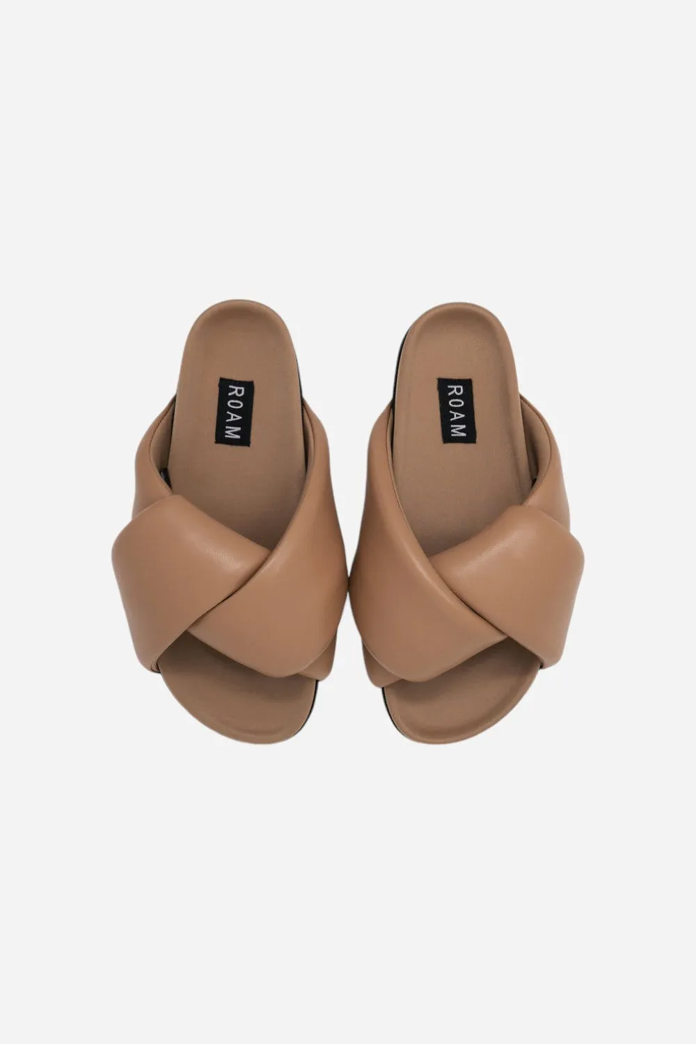 Roam Foldy Puffy Vegan Leather Sandals in Nude x Nude