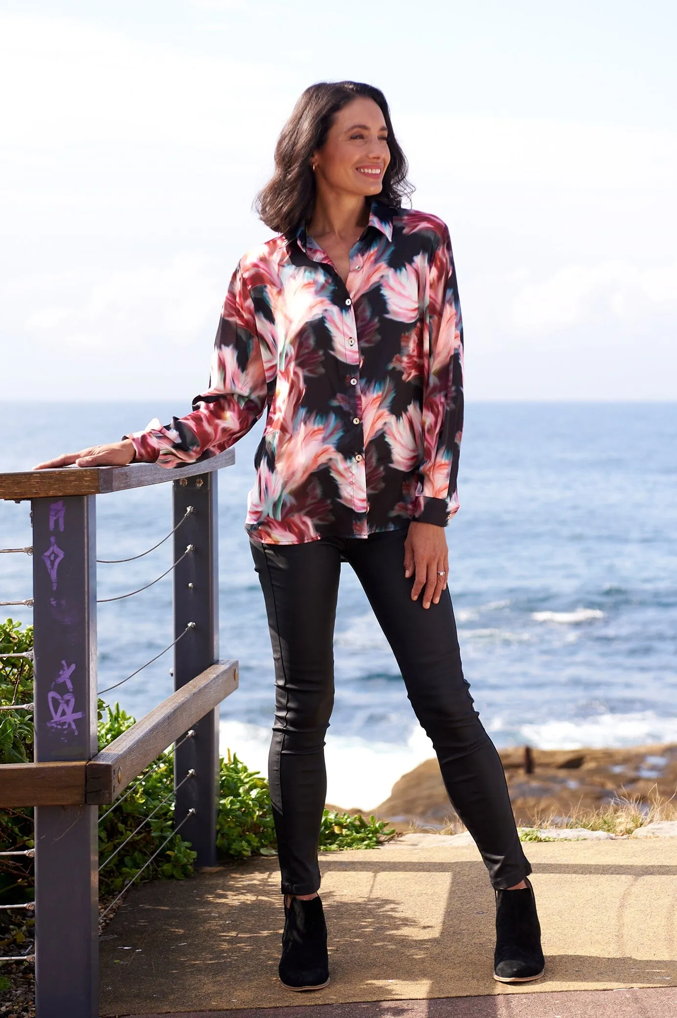 Romy Floral Collared Long Sleeve Shirt