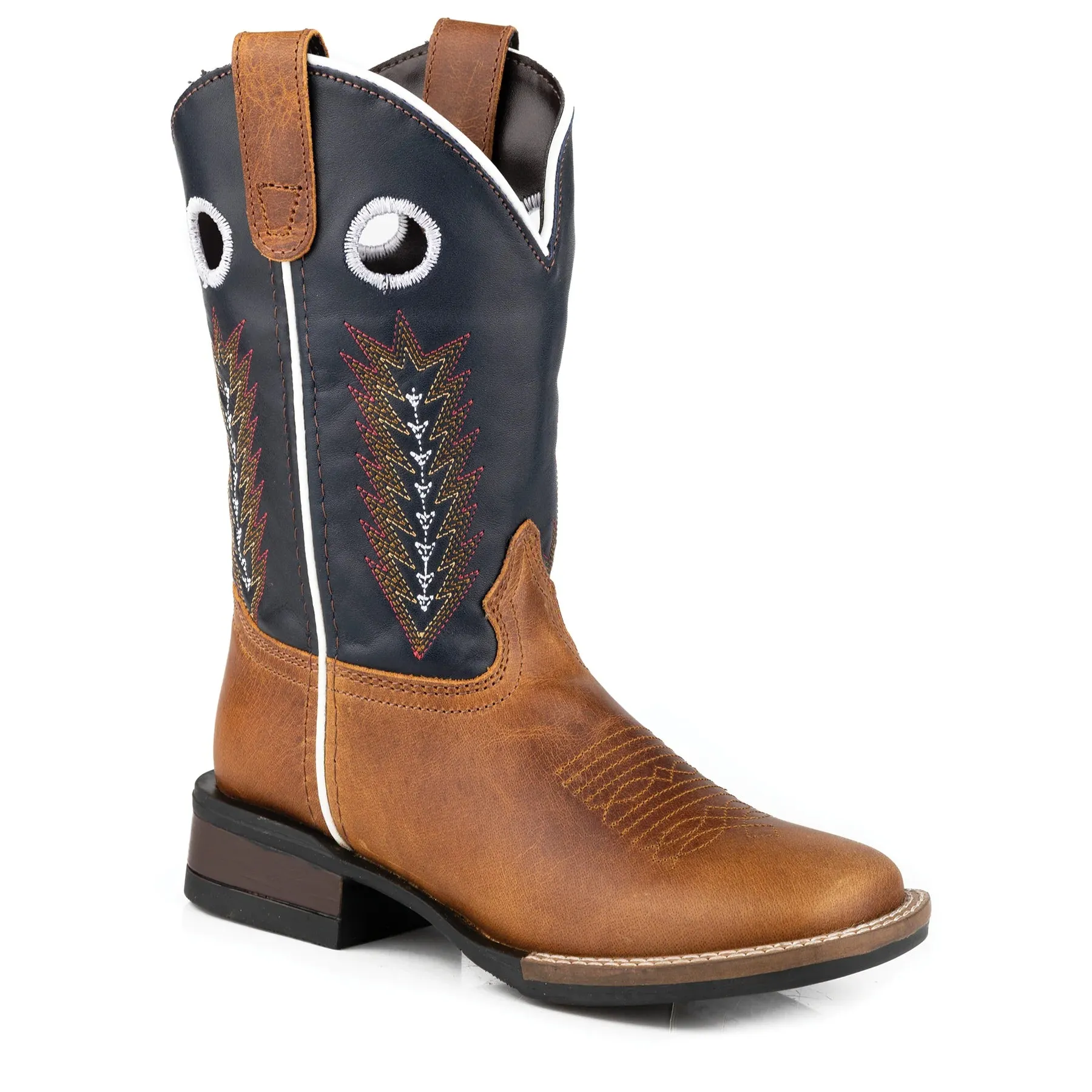 Roper Kids James Boots | Tan & Navy Blue