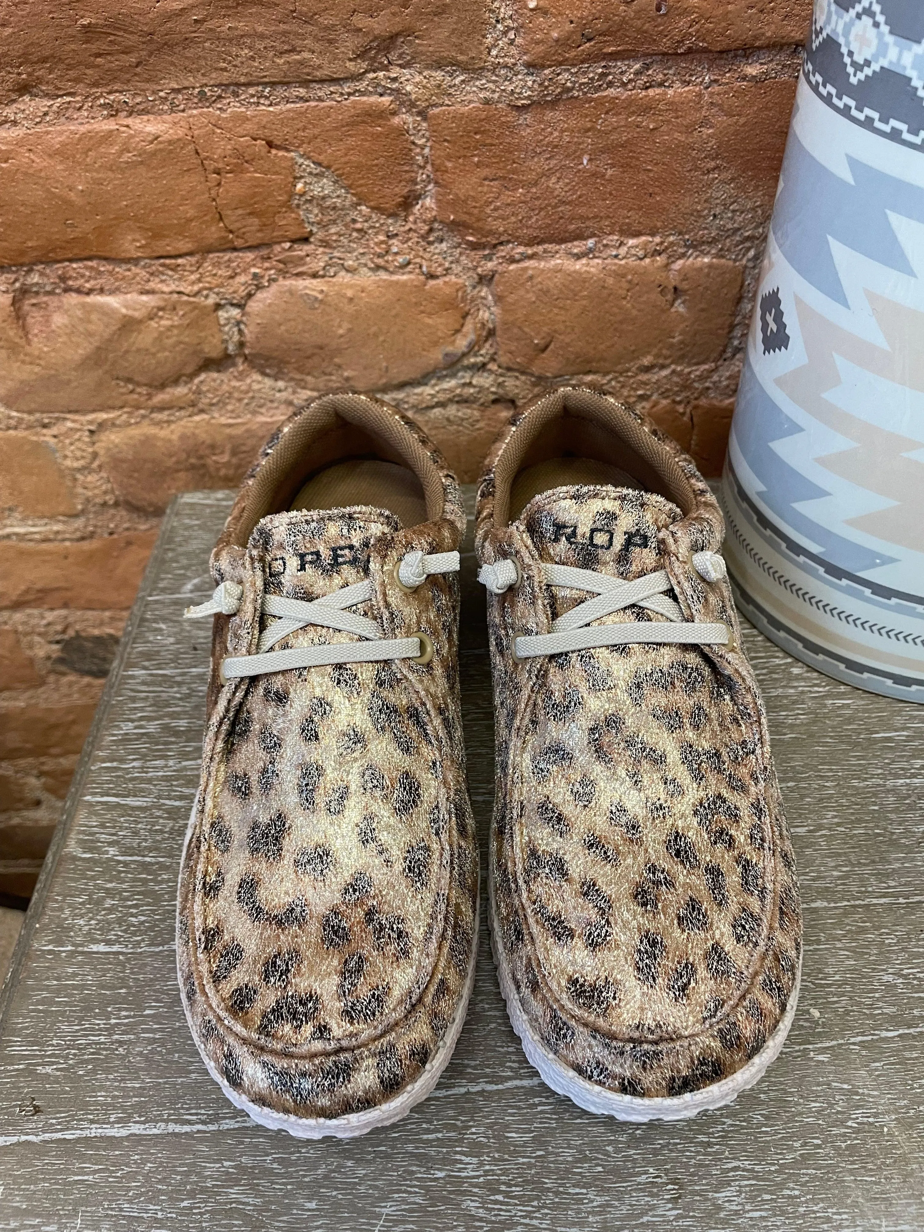 Roper Women's Eva Moc Hang Loose Tan Metallic Leopard Casual Shoes 1795-3330