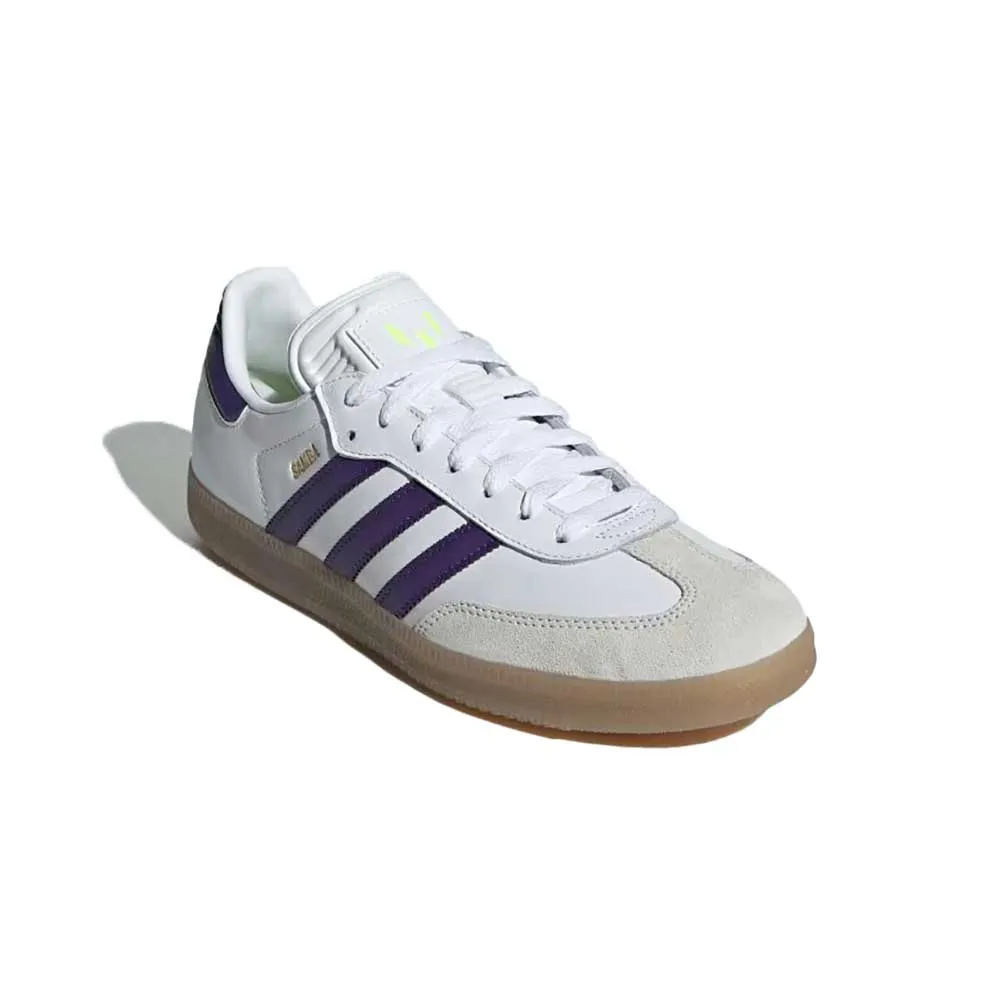 Samba Messi Indoor Soccer Shoe - Footwear White/University Purple/Gum - Regular (D)