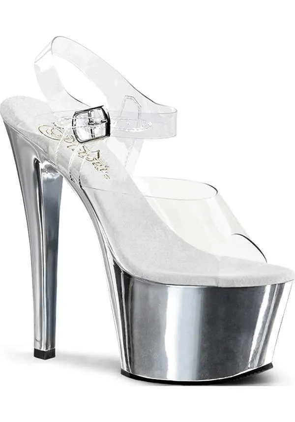 SKY-308 [Clear/Silver Chrome] | PLATFORM HEELS [PREORDER]