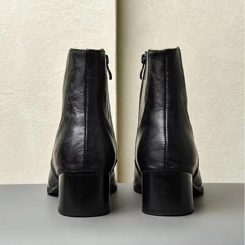 Sleek Edge Pointed Toe Ankle Boots