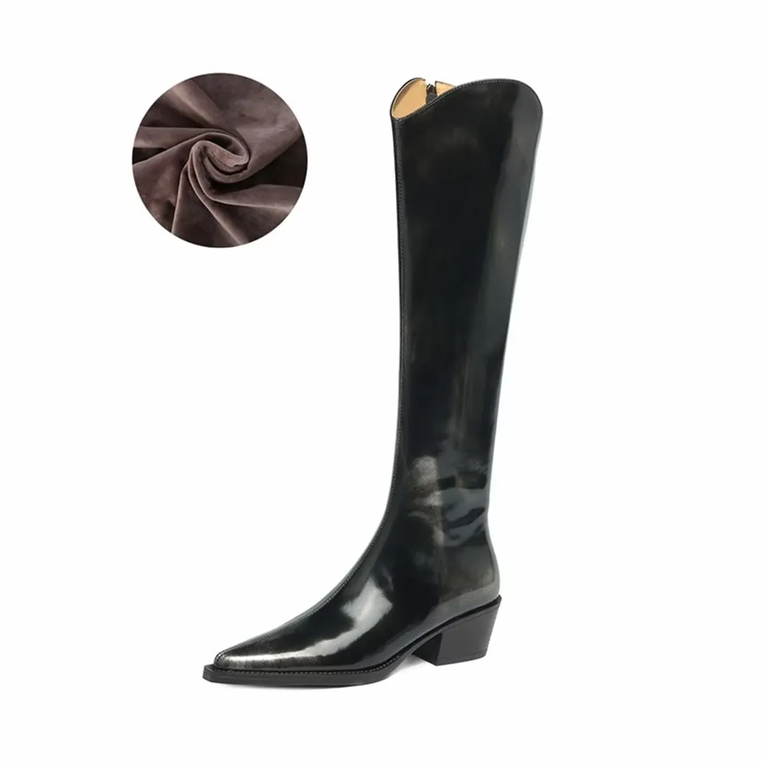 Sleek Long Leather Fashion Boots