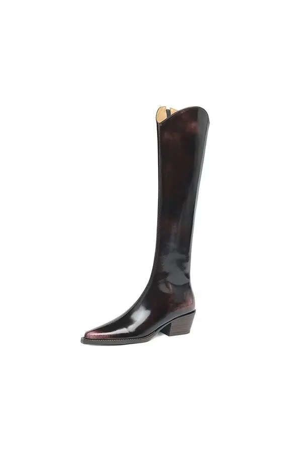 Sleek Long Leather Fashion Boots