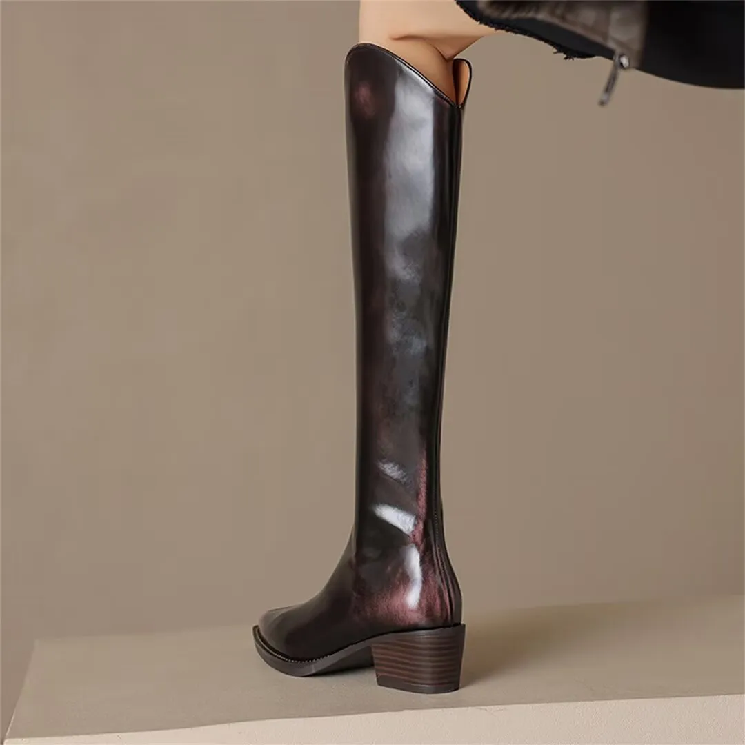 Sleek Long Leather Fashion Boots