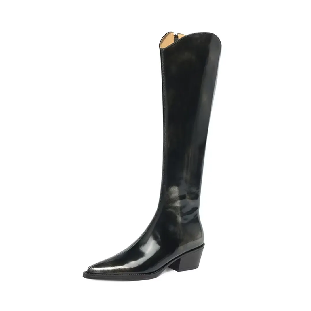 Sleek Long Leather Fashion Boots