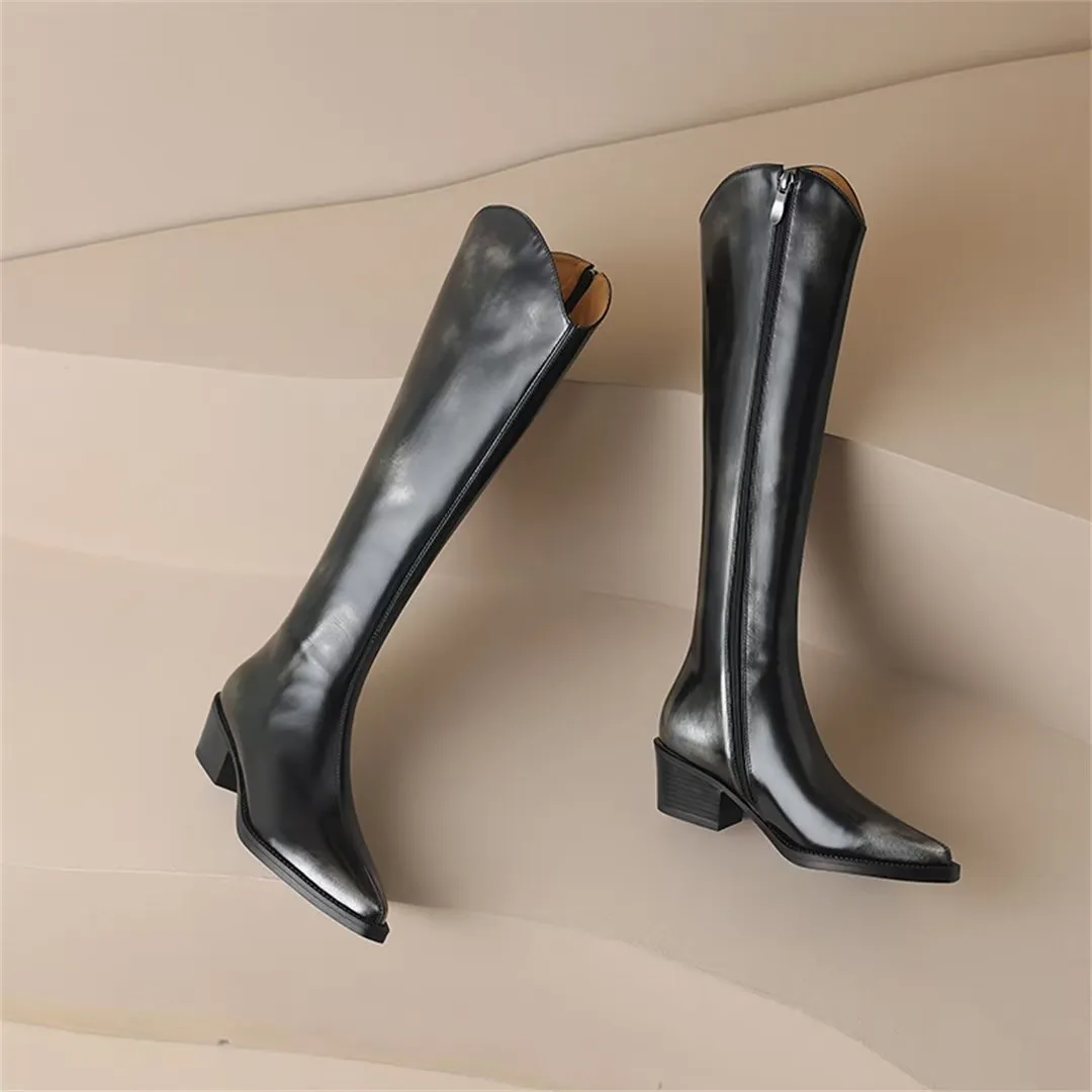 Sleek Long Leather Fashion Boots