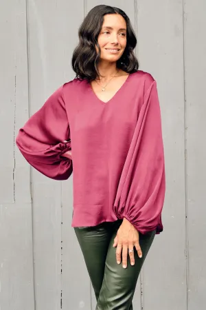 Sovana V-Neck Long Sleeve Top Burgundy