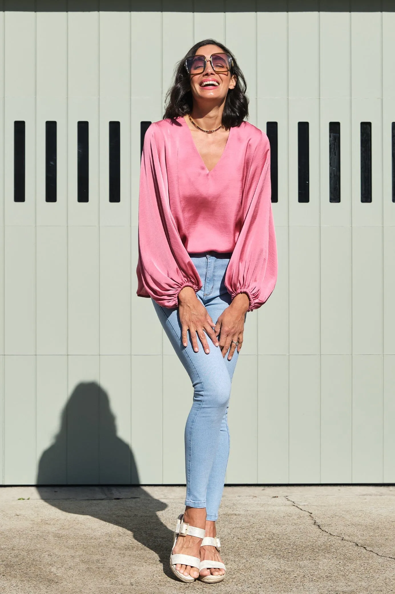 Sovana V-neck Long Sleeve Top Pink