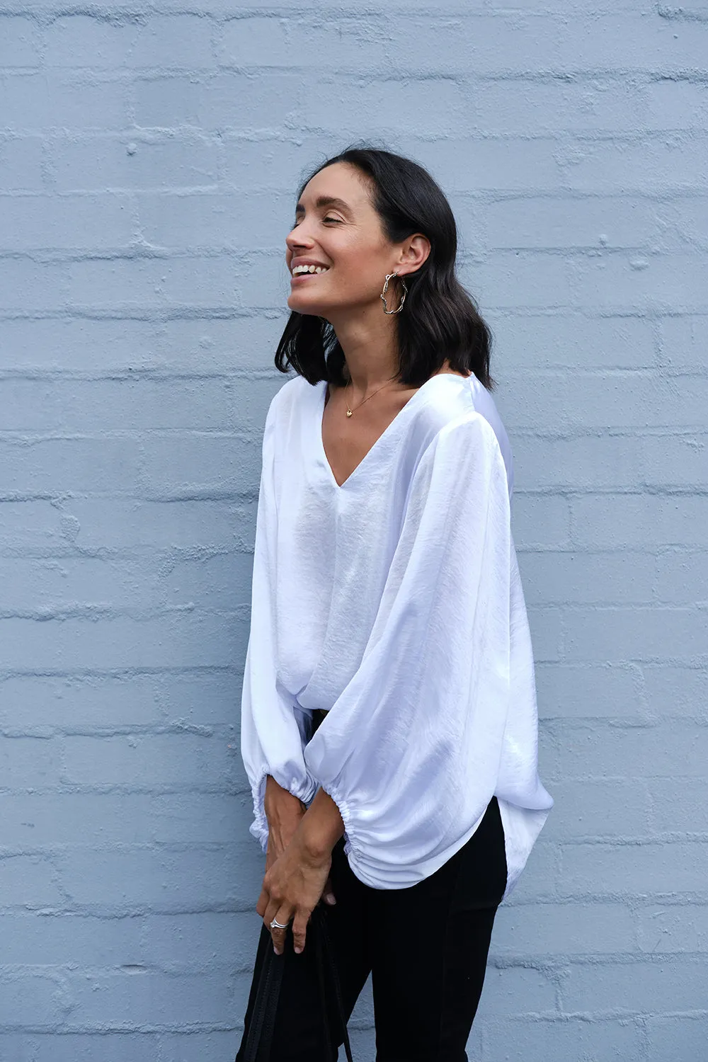 Sovana V-neck Long Sleeve Top White