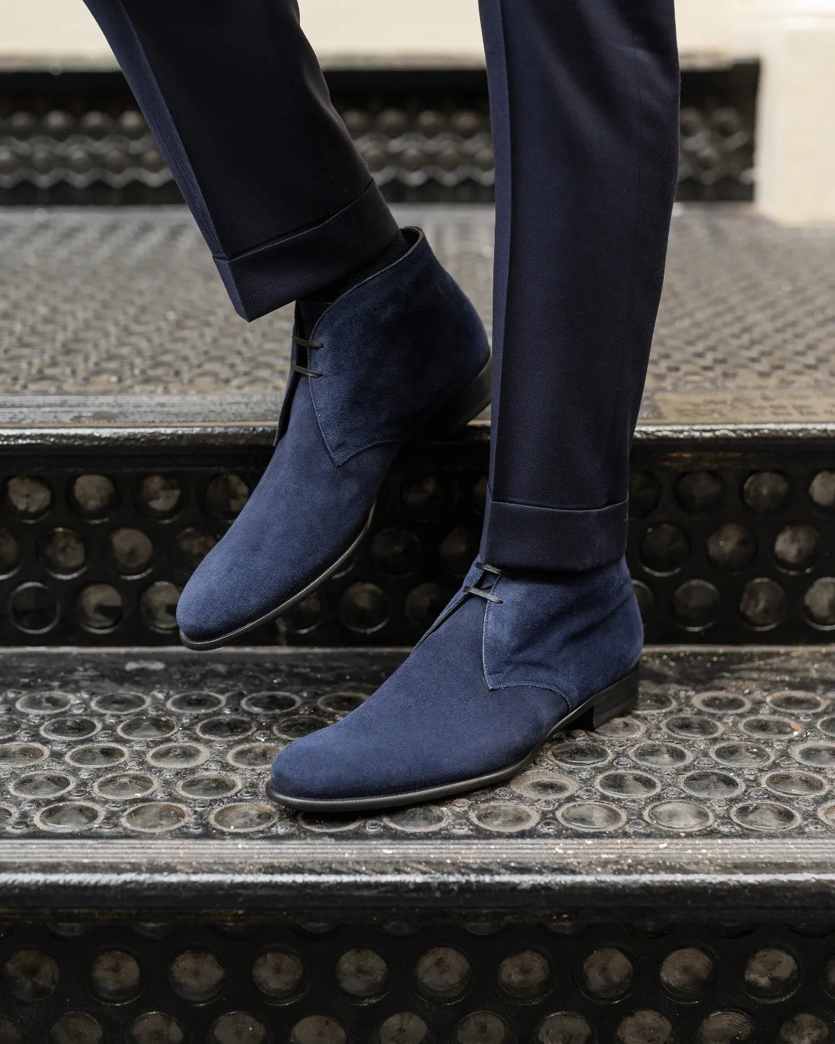 The Newman Chukka Boot - Midnight Blue Suede