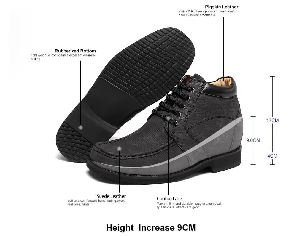 This item only ships to the United States - 9 CM / 3.54 Inches Taller - CMR CHAMARIPA Elevator Boots Height Increasing Shoes For Men Tall Men Boots