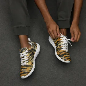 Tiger Striped Print Men's Kicks, Tiger Striped Animal Print Modern Breathable Lightweight Men’s Athletic Shoes (US Size: 5-13)