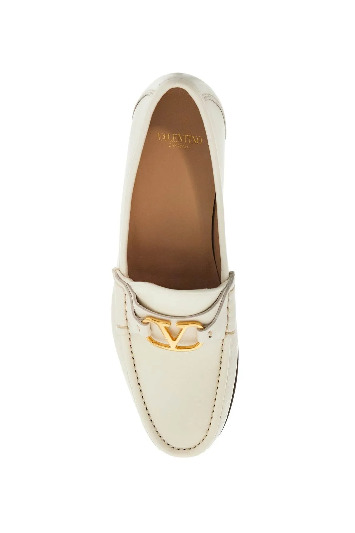 V-Logo Leather Loafers