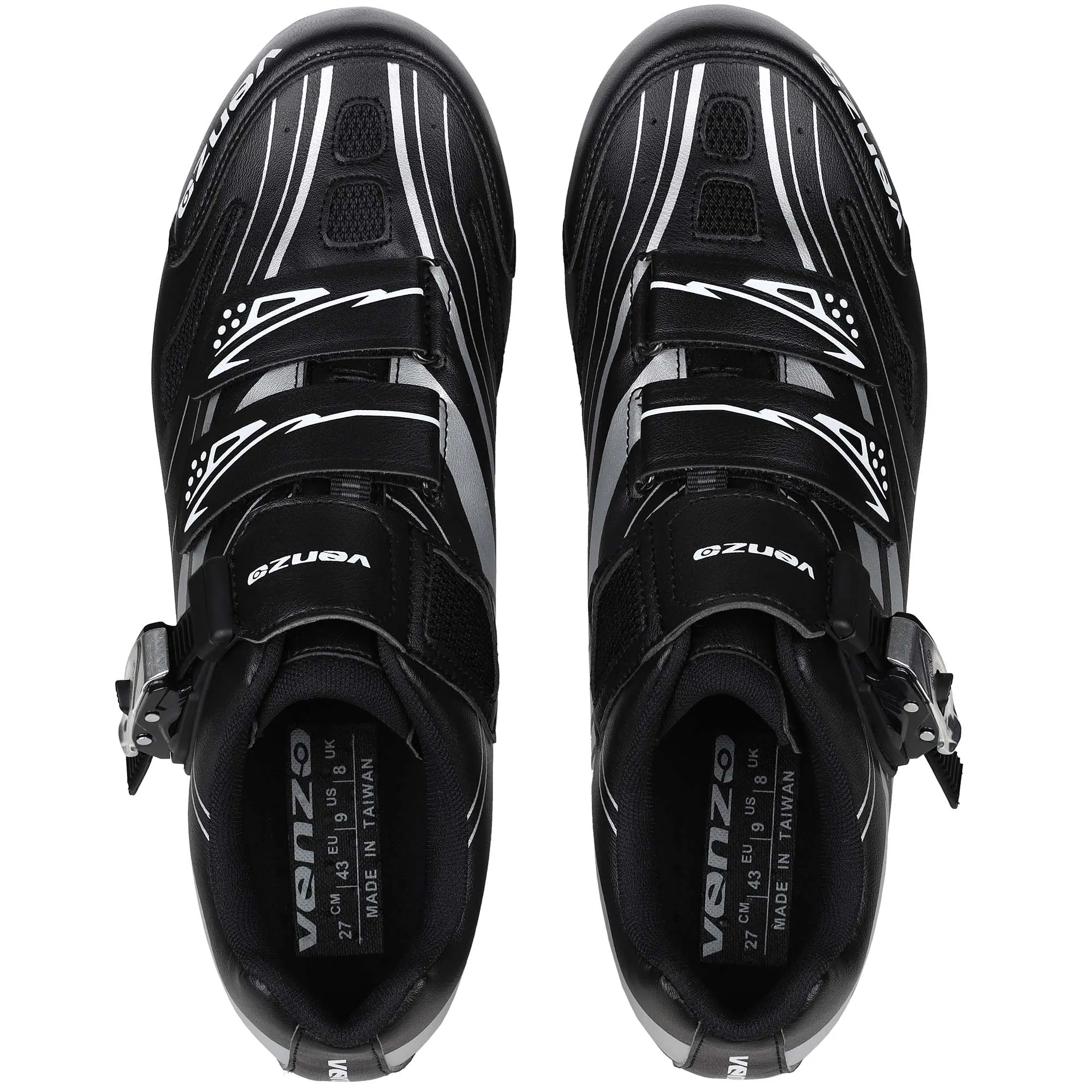 Venzo RX Road Bike Compatible with  SPD SL Look Cycling Shoes and Look Delta Indoor Cleats Black Size 45