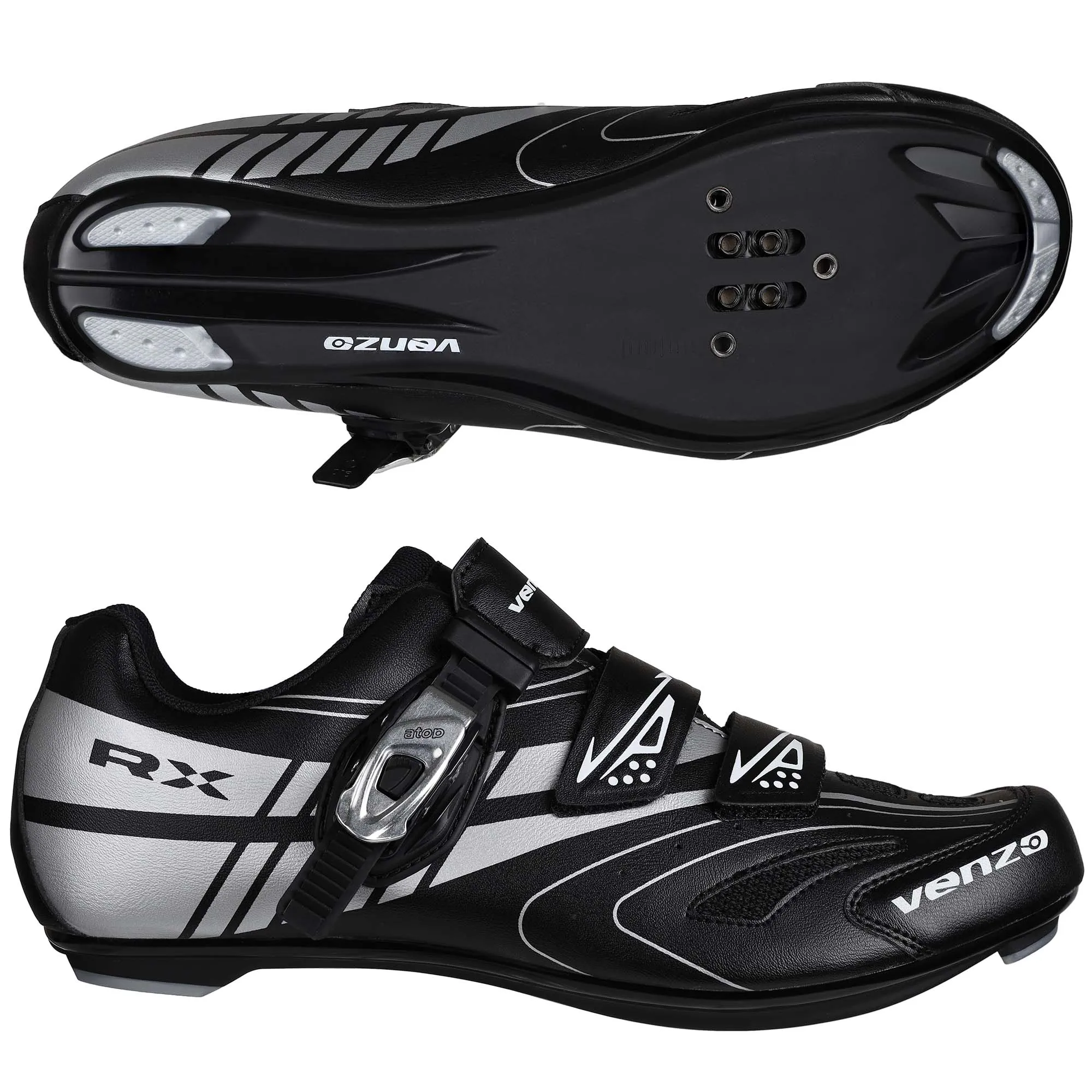 Venzo RX Road Bike Compatible with  SPD SL Look Cycling Shoes and Look Delta Indoor Cleats Black Size 45