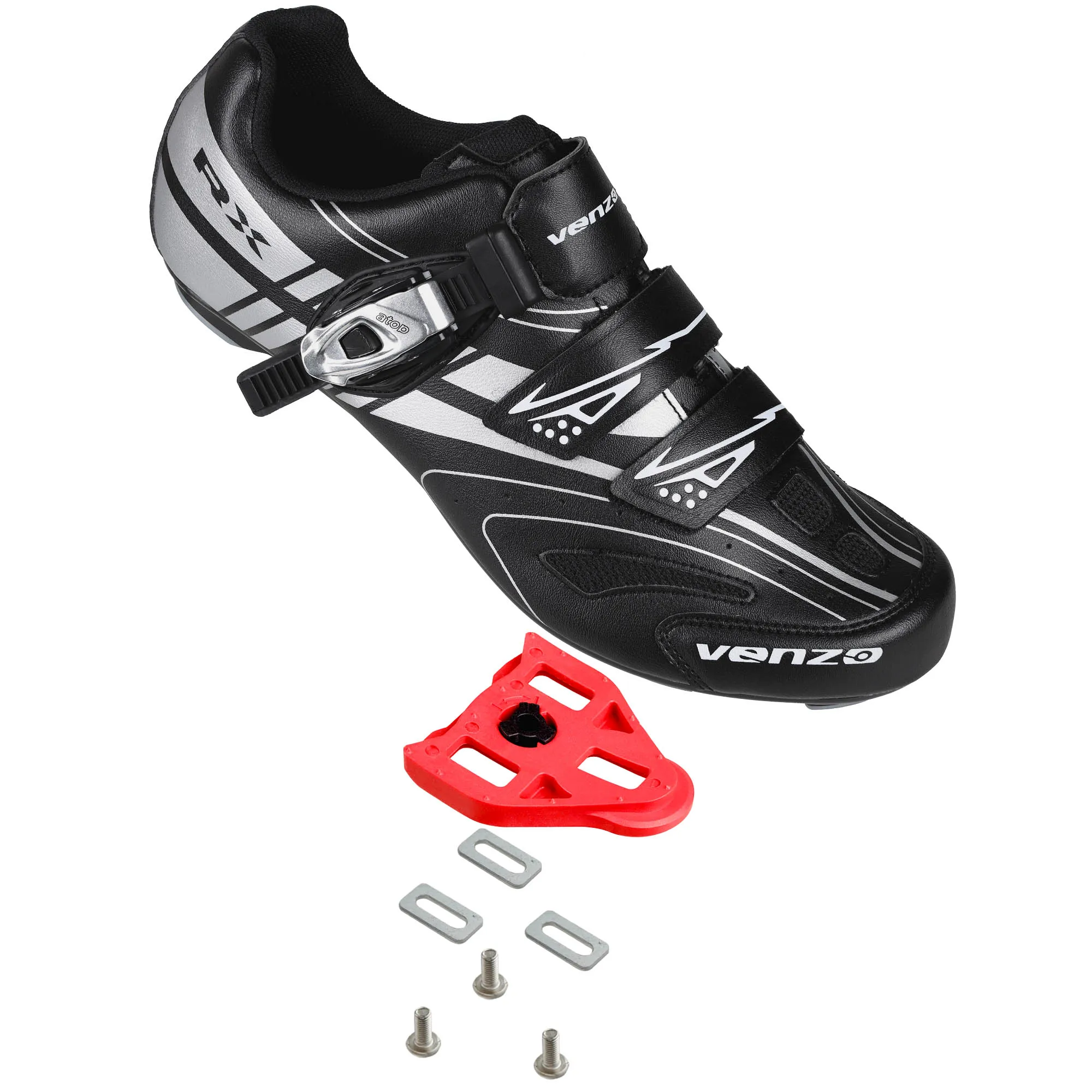 Venzo RX Road Bike Compatible with  SPD SL Look Cycling Shoes and Look Delta Indoor Cleats Black Size 45