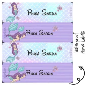 Waterproof Labels - MERMAID -  Pack of 88 labels - PREPAID ONLY