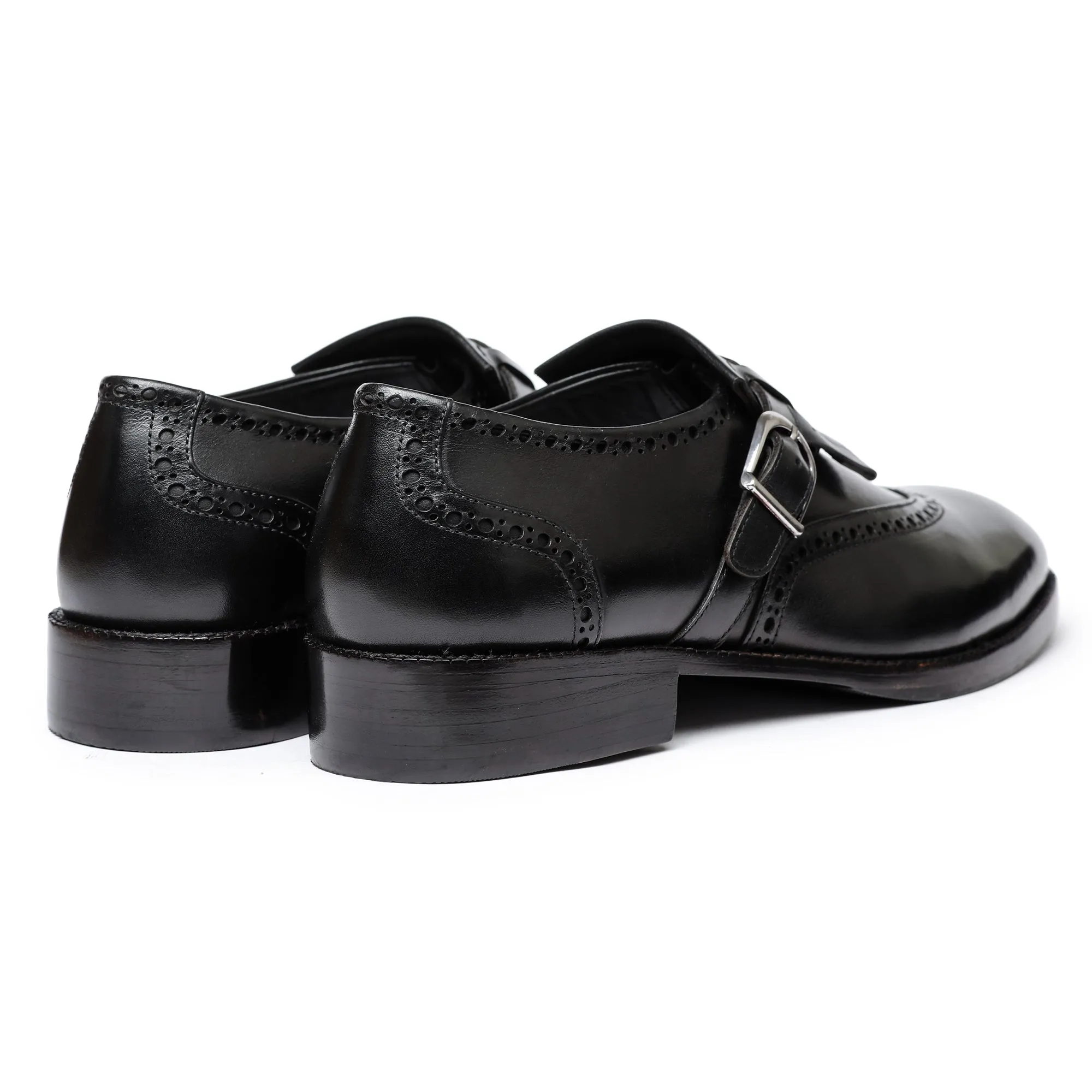 Wingtip Brogue Kiltie Monk Strap- Black