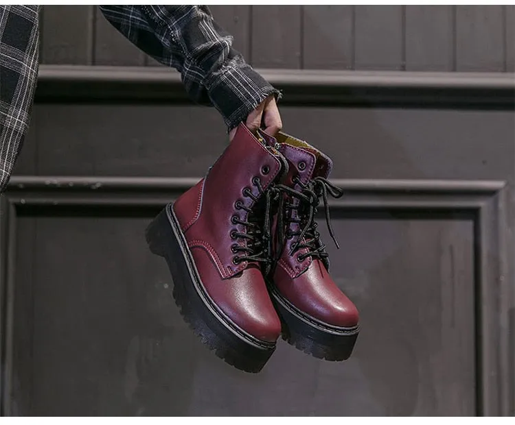 Women Grunge Shoes Platform Lace-up Combat Boots