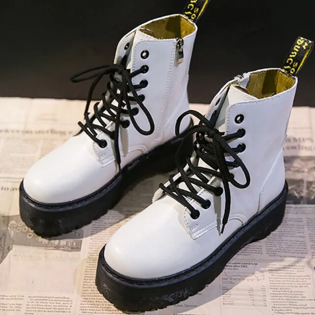 Women Grunge Shoes Platform Lace-up Combat Boots