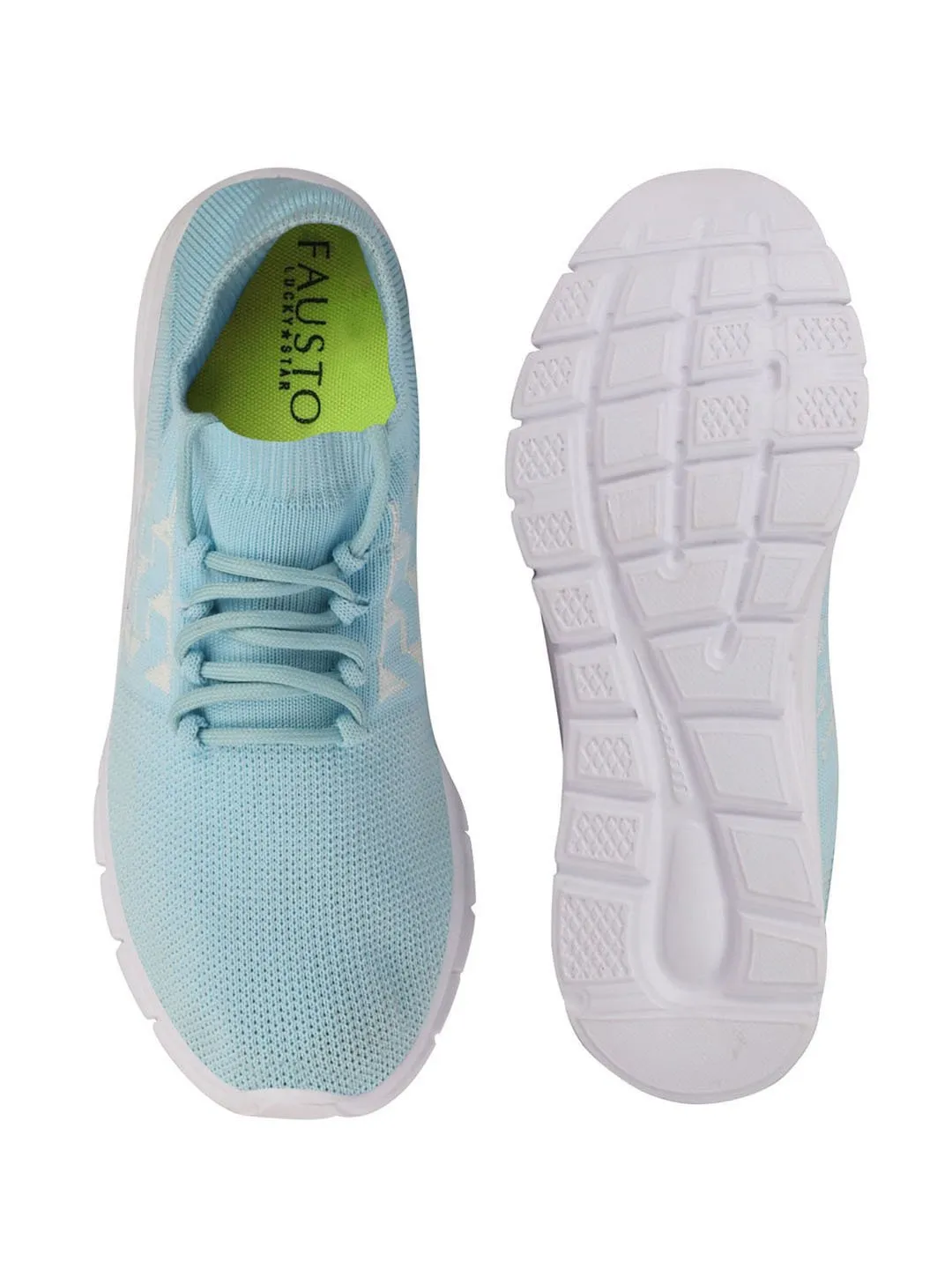 Women Sky Blue Sports & Outdoor Lace Up Running Shoes