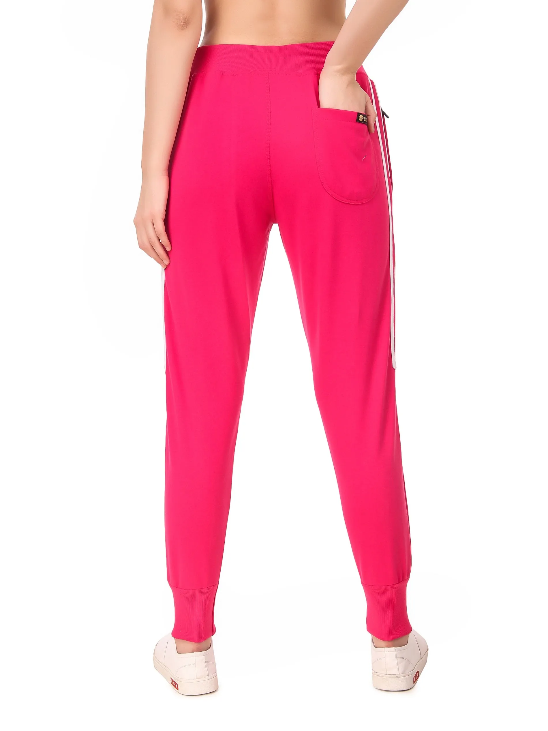 Women's Cotton Slim Fit Joggers Track Pants with 2 Zippered Pockets