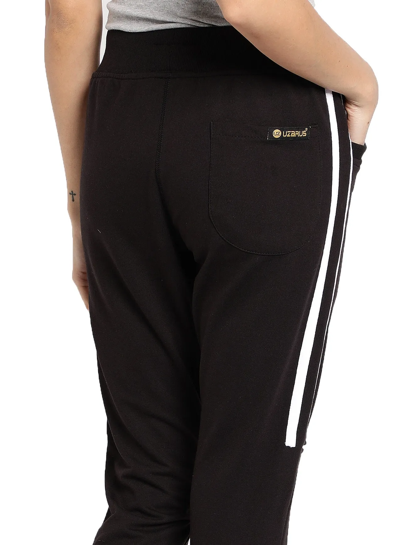 Women's Cotton Slim Fit Joggers Track Pants with 2 Zippered Pockets