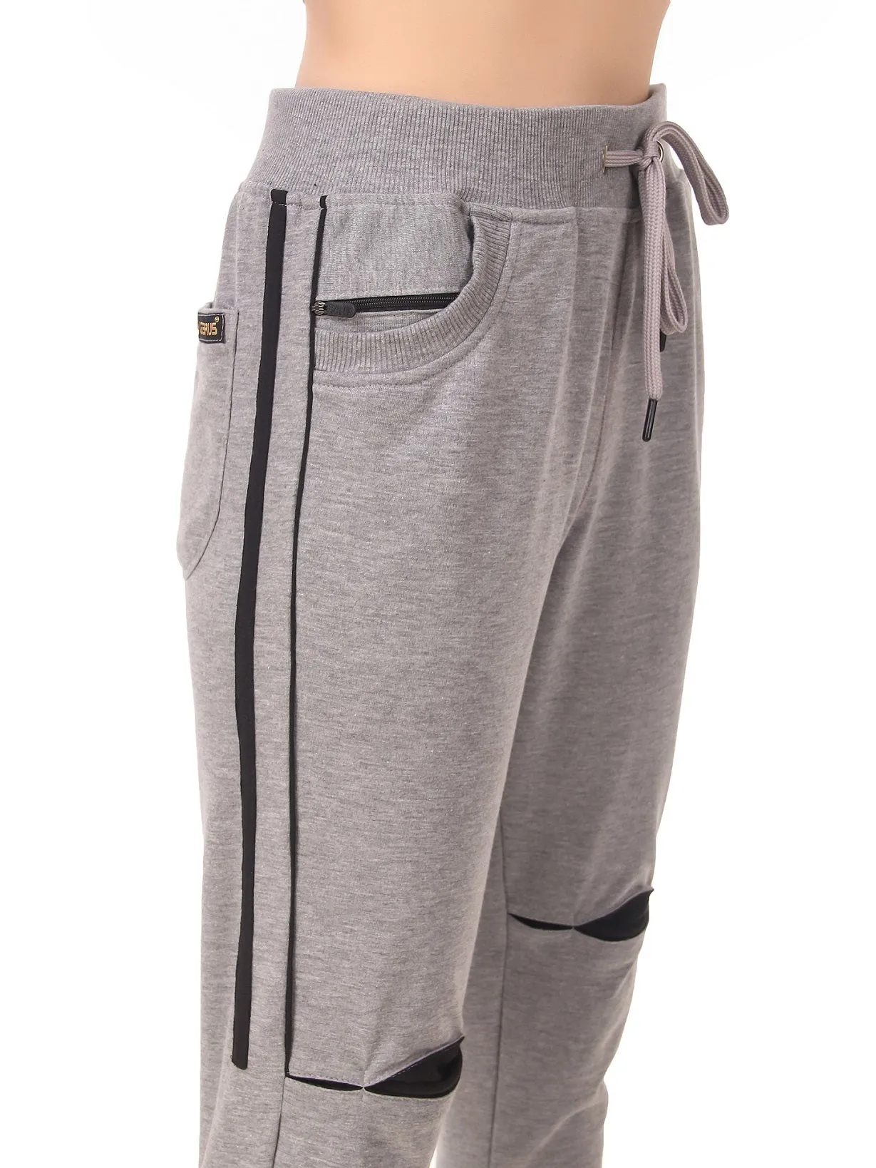 Women's Cotton Slim Fit Joggers Track Pants with 2 Zippered Pockets