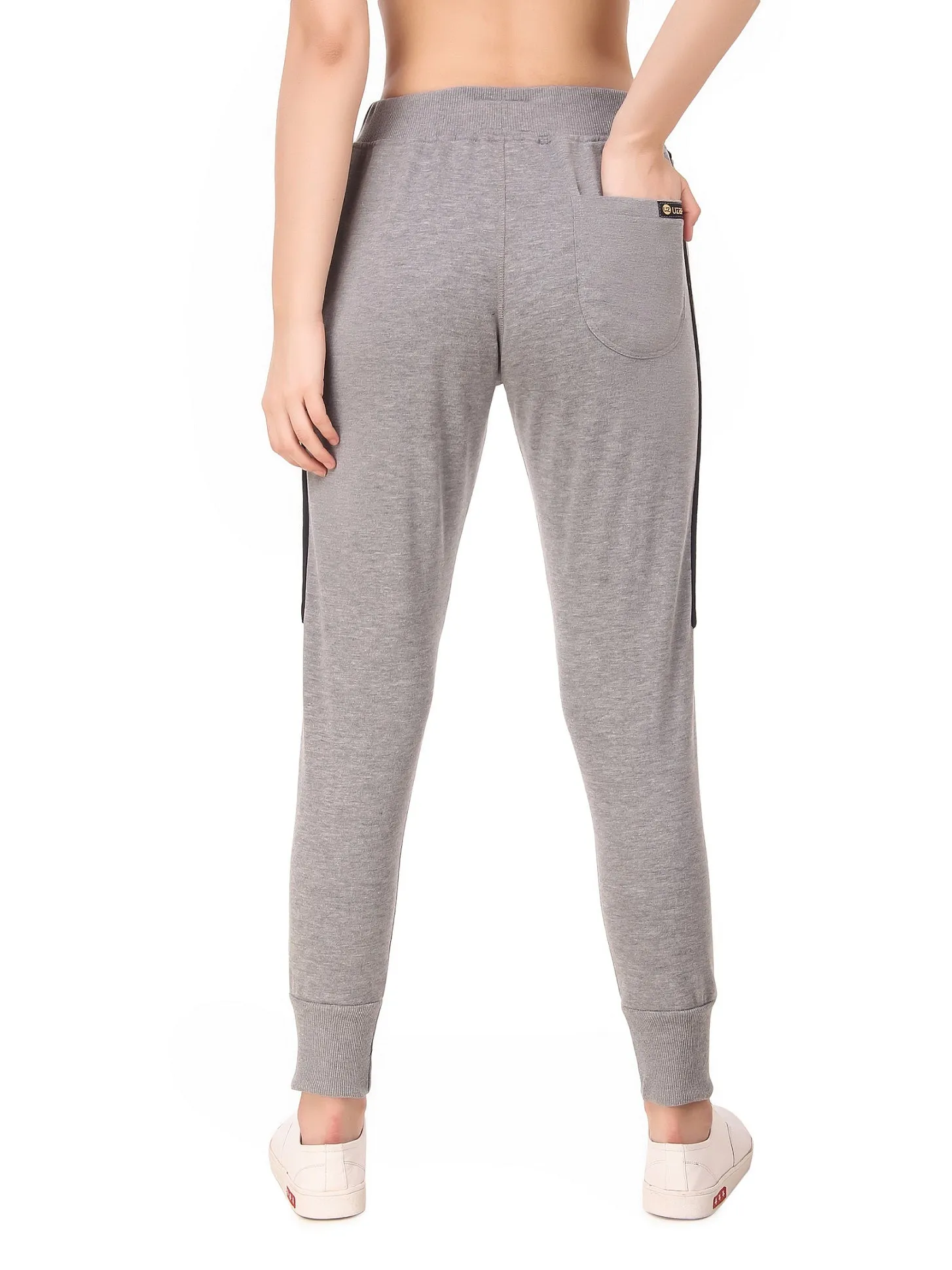 Women's Cotton Slim Fit Joggers Track Pants with 2 Zippered Pockets