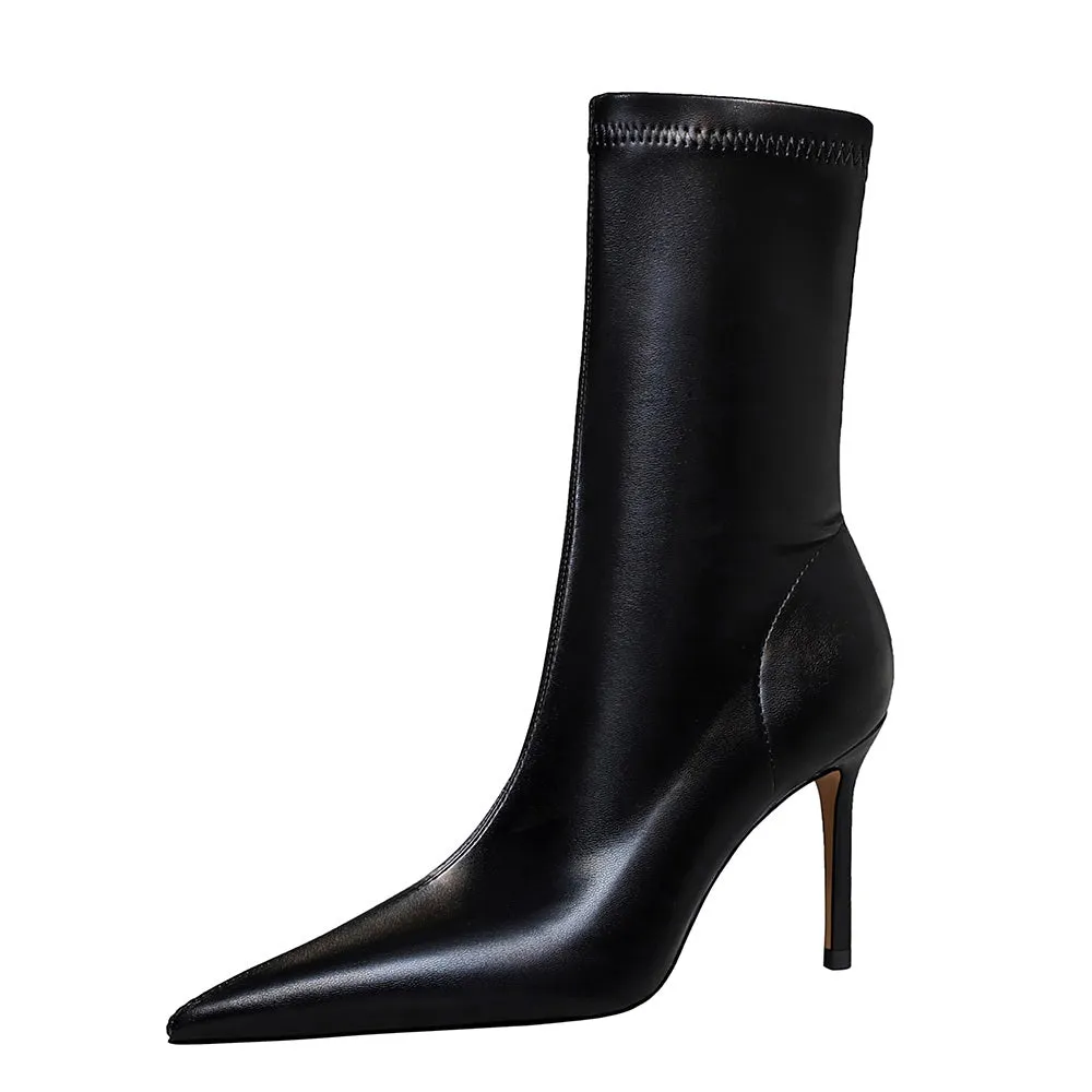 Women's High Slim Heel Pumps Pointy Toe Short Boots