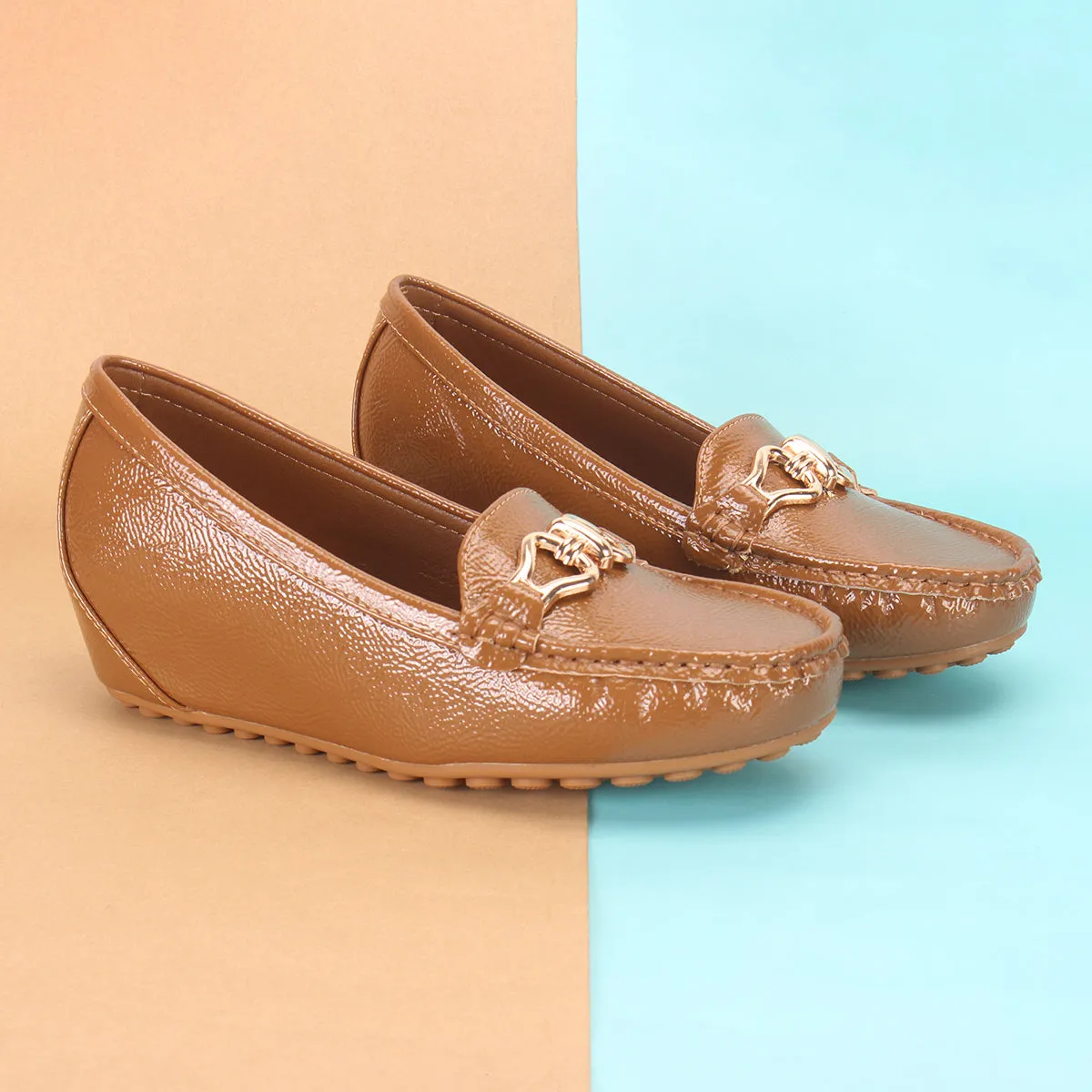 Womens "ALORA" High Wedge Comfy Moccasins