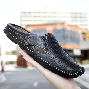 xiangtuibao Men Slippers Genuine Leather Loafers Moccasins Outdoor Non-slip Men Casual Shoes Summer Spring Fashion Men Shoes Lazy Shoes